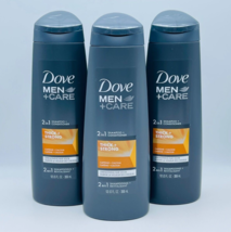 3 x Dove Men + Care THICK &amp; STRONG 2-in-1 Shampoo + Conditioner 12 oz Free Ship - £17.57 GBP