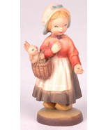 ANRI Italian wood carving-Girl Basket Bunny Rabbit-4&quot; Tall-Ferrandiz - $84.14