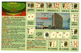 Blackjack 21 Rules Postcard The Dunes Hotel Las Vegas Nevada - £11.27 GBP