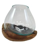 Balinese Handicraft Natural Driftwood With Fitted Hand Blown Glass Bowl ... - $1,217.72 MXN