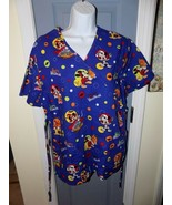 Disney Blue Mickey Mouse and Friends Halloween Scrub Shirt Size M Women&#39;... - £15.49 GBP