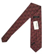 NEW $295 Isaia Pure Silk 7 Fold Tie!   Pink Floral Pattern on Brown Back... - $177.78 CAD