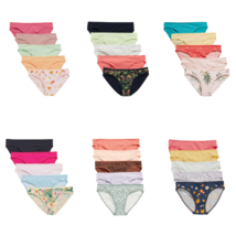 Mid-Rise Bikini Panties 5-Pack Cotton Spandex Tagless Underwear Lots NWT - $22.50