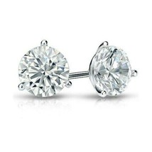 3.00Ct Round Simulated Diamond Earrings Martini Stud 14K White Gold Plated 7mm - £30.14 GBP