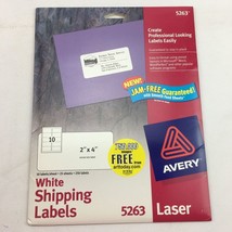 Avery White Shipping Labels #5263 Laser 2 x 4 250 Count Organize Mailing Office - £11.83 GBP