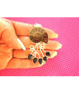 Ammonite shell sterling silver stone pendants - $22.00
