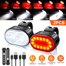 USB Rechargeable LED Bicycle Headlight Bike Cycling Head Light Front Rear Lamp - £22.79 GBP