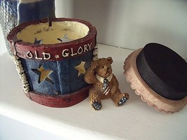 VINTAGE 2003 BOYDS BEARS YANKEE DOODLE BEAR Candle Holder W/ APPLE PIE LID - $24.74