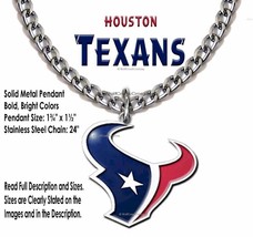 Large Houston Texans Necklace Stainless Steel Chain Football Nfl New Free Ship' - $20.76