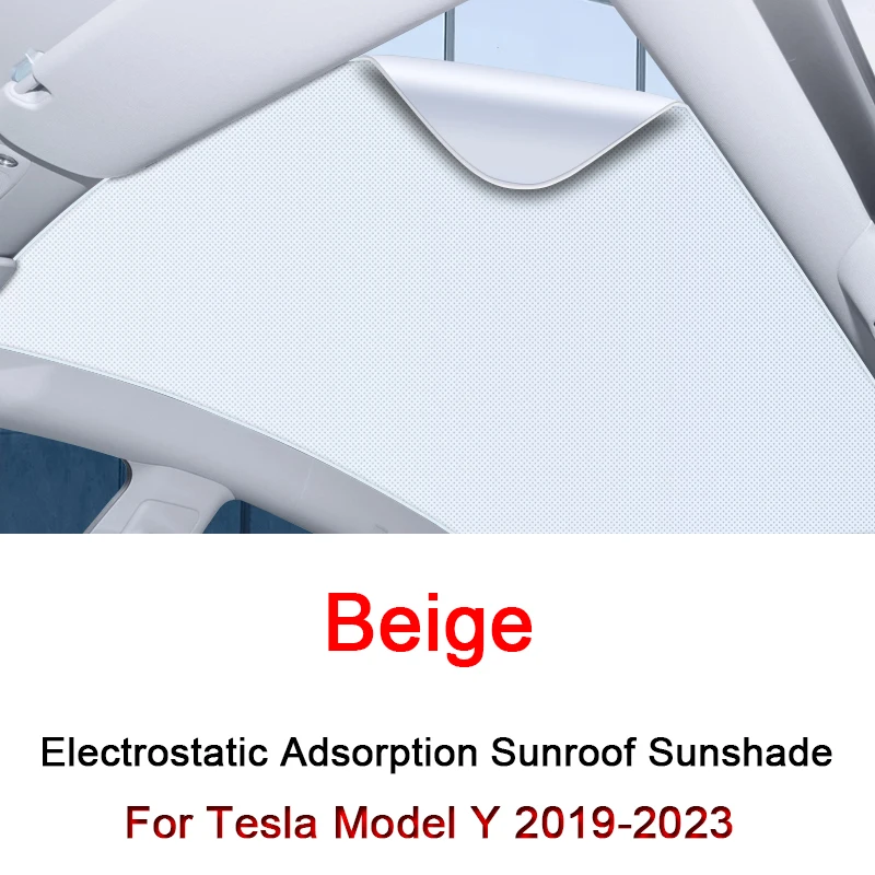 For Tesla Model Y 2019-2023 Electrostatic Adsorption Car Roof Sunshade S... - $210.04