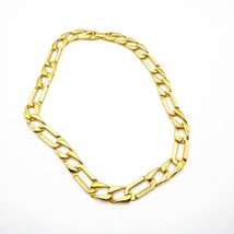 Monet Chunky Figaro Chain Necklace, Cream Enamel on Gold Tone, Chic Vintage - $28.06