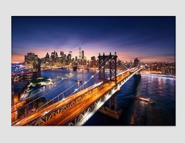 Night New York Skyline Brooklyn Bridge New York Canvas Art New York Print New Yo - £39.07 GBP
