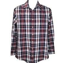 Mizzen + Main Leeward Dress Shirt Mens M Trim Fit Red Blue Plaid Long Sl... - £43.46 GBP