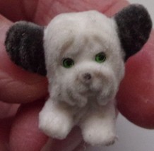 Flocked White &amp; Black Puppy In My Pocket With Green Eyes - $4.09 CAD