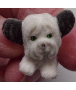 Flocked White &amp; Black Puppy In My Pocket With Green Eyes - $4.10 CAD