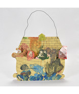 Folk Art Noah&#39;s Ark Arch Painted Wood Plaque Wall Décor Xmas Animals Chi... - $240.74 MXN