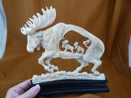 (moose-33) Moose Elk bull cutout of shed ANTLER figurine Bali detailed c... - £211.83 GBP