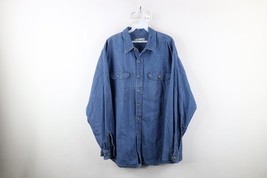 Vintage 90s Streetwear Mens Size XL Faded Collared Denim Jean Button Shi... - £33.47 GBP