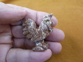 (Y-CHI-RO-19) red tan ROOSTER chicken SOAPSTONE stone figurine cock chic... - $8.59