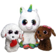 Beanie Boo Plush Toys 2018 Pixy Big Unicorn, 2015 Maddie Dog, 2016 Honey Bun Dog - £18.04 GBP