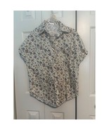 Floral Print Button Down Shirt Short Sleeve Cottagecore Top Medium - $20.35 CAD