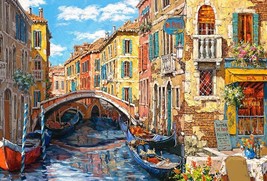 Framed Canvas Art Print Giclee Outdoor Cafe Venice Canal Italy Romance Charm - £31.19 GBP+