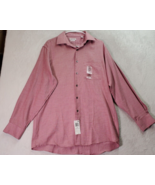 Van Heusen Dress Shirt Men Medium Red Long Sleeve Regular Fit Collar But... - $17.50