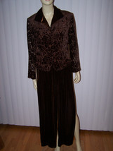Joseph Ribkoff Vintage 2pc Pant Suit Burnout Dark Brown Jacquard Sz 8 Velour Euc - £31.42 GBP