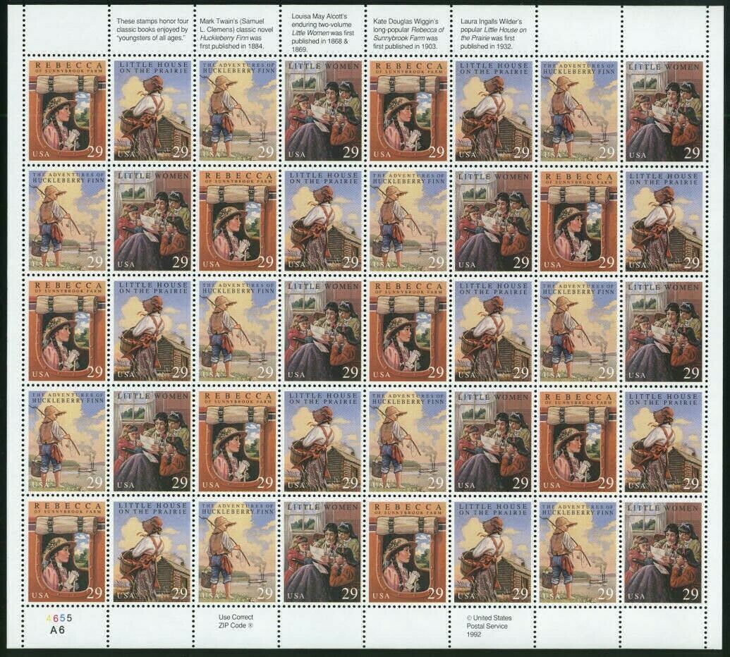 Classic Books Complete Sheet of Forty 29 Cent Postage Stamps Scott 2785-88 - $18.95