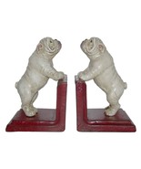 ENGLISH BULLDOG CAST IRON BOOKENDS Heavy Collectable White Dog Book Ends... - £55.90 GBP