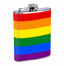 Flask Gay Pride 01R 8oz Stainless Steel Hip Drinking Whiskey - £11.70 GBP