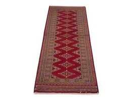 Handmade 2 x 6 ft Red Rug Small Runner Plush Soft Jewel Tone Modern Jaldar Rug - £234.31 GBP