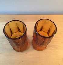 Amber/gold goblets set of 2 made by Colony/Indiana Glass in the Nouveau pattern image 2