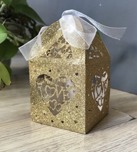 50pcs Wedding Favor Boxes,Laser Cut Gift Boxes,Small Glitter Gold Candle... - £18.43 GBP