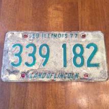 1977 United States Illinois Land of Lincoln Passenger License Plate 339 182 - €10,23 EUR