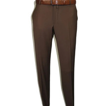 Men's MONO Turkey Slacks 100% Wool Plain Front Slim Fit 2502-12 Coco Brown image 3