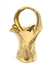 Vintage Art Vase 22kt Gold Glazed Ceramic Basket USA Pottery BelTerr China - £34.82 GBP