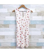 Lush Linen Blend Tie Waist Romper Cream 90s Print Sleeveless Womens Large - $29.69