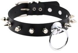 Black Spike Ring Choker Black Gothic Ring Collar Fashionable Ladies Choker - £13.67 GBP