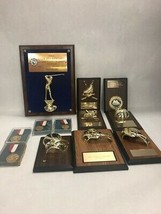 Lot 12 vintage Bronze trophies engraved awards Trophy Wall plaques skating ball - $32.47
