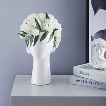 Human head model Ceramic vase Round hole Flower arrangement Home Decorat... - $19.99