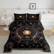 Sun And Moon Comforter Set Queen Size, Zodiac Constellation Bedding Set 3Pcs For - £73.53 GBP