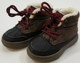 GN) OshKosh B’Gosh Bandit Duck Boots Sneaker Boys Size 6 Brown Black Faux Fur - £11.66 GBP