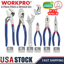 WORKPRO 6PCS Carbon Steel Plier Wrench Set Non-Slip Grip Adjustable Wren... - $43.69