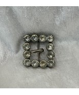 ART DECO WHITE RHINESTONE GILT BELT BUCKLE FLAPPER 20&#39;S Gilded Age Downt... - $21.99