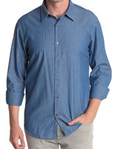 John Varvatos Clearance Sale Men&#39;s Long Sleeve Indigo Dye Button Front Shirt - £23.98 GBP