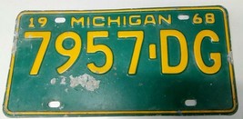 1968 ORIGINAL MICHIGAN STATE AUTO LICENSE PLATE 7957-DG CLASSIC VINTAGE ... - $24.55