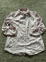 Faded Glory Girls Pink Polk dot Button Up Top Size XL Roll Tabs Classic - $8.59