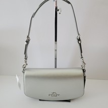 Coach CW023 Pearlized Leather Andrea Shoulder Bag Handbag Light Silver M... - £139.32 GBP