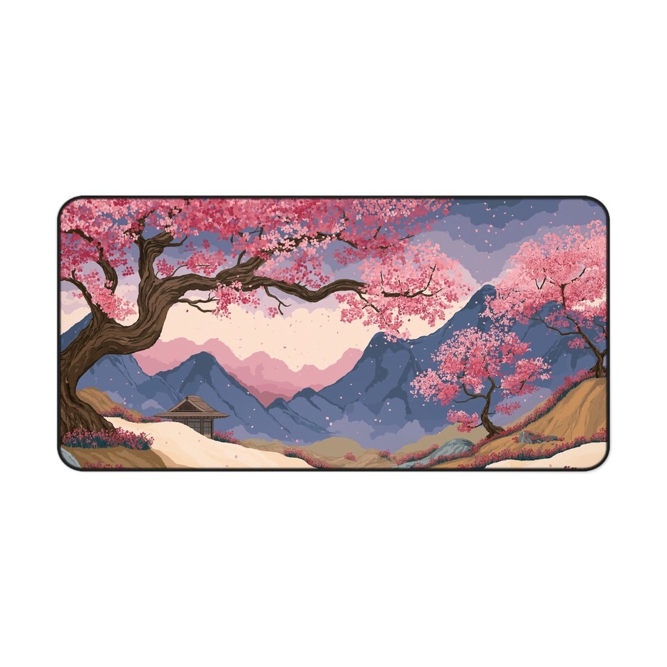 Cherry Blossom Desk Mat, Anime Mousepad, Zen Office Decor, Japanese Aesthetic Item image 9